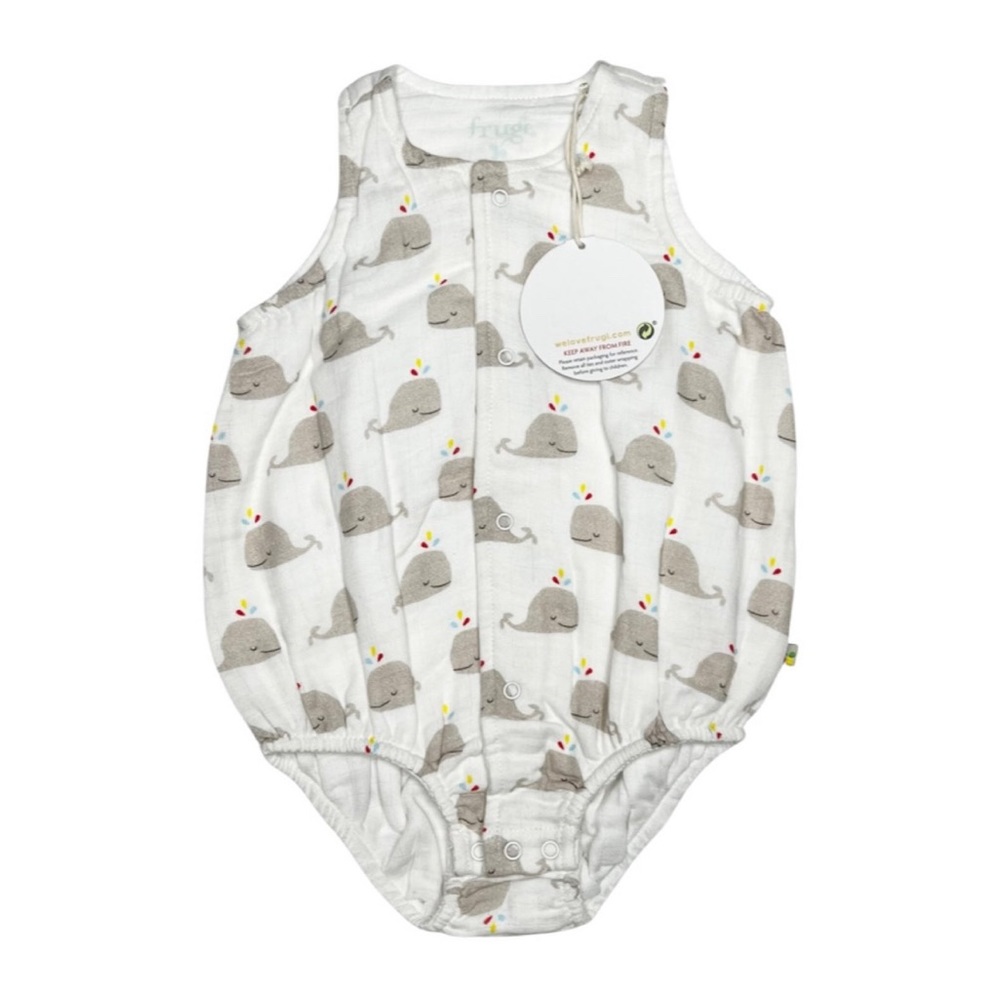 Frugi Elowen Muslin Romper‎ - Rainbow Whales